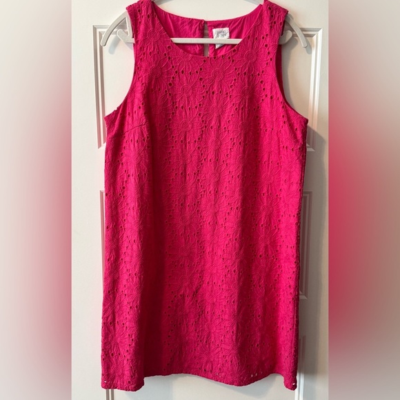 Sigrid Olsen Crochet Eyelet Shift Dress, Pink 
Size S - Picture 1 of 8